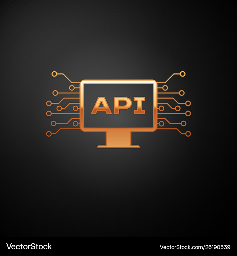 Gold computer api interface icon isolated Gold computer api interface icon isolated vector image