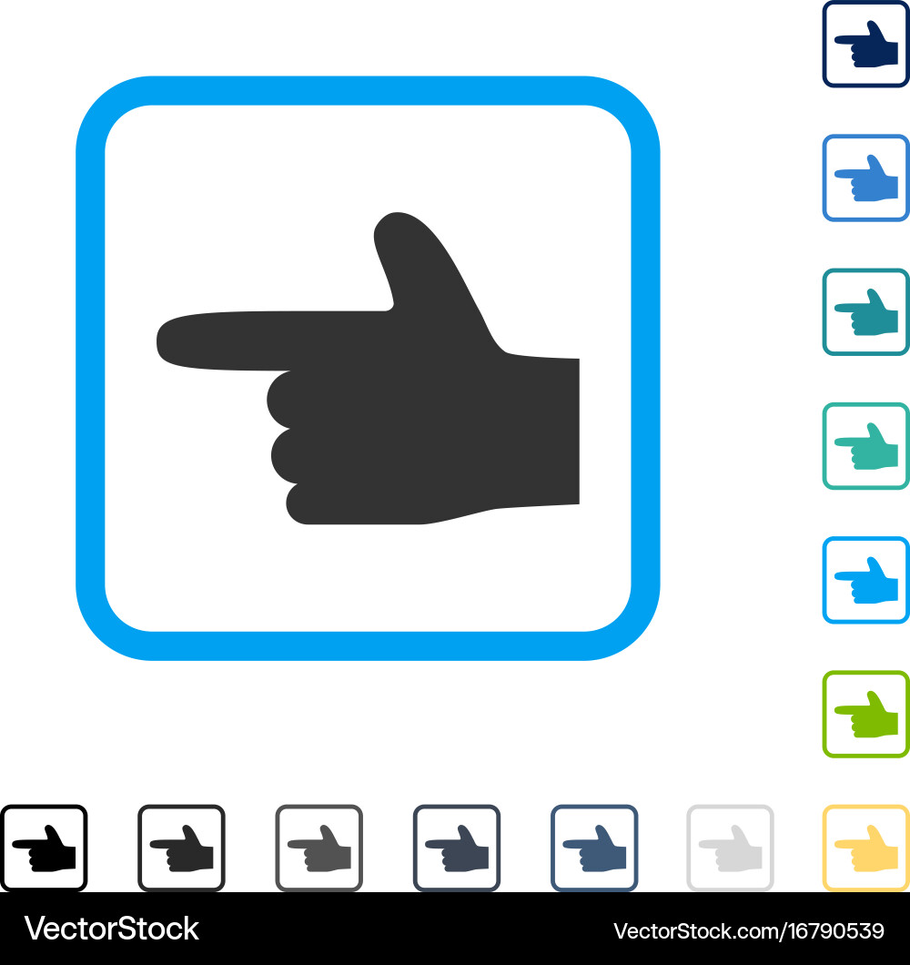 Hand pointer left framed icon vector image