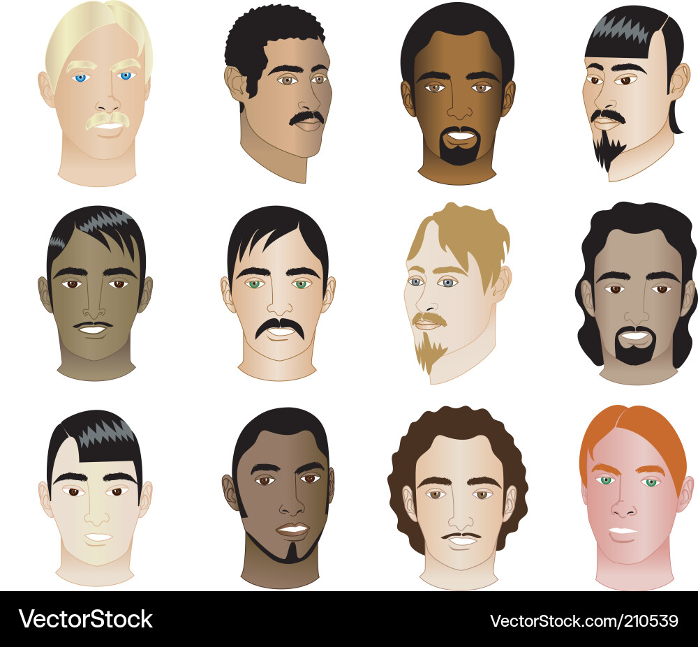 Men faces Royalty Free Vector Image - VectorStock