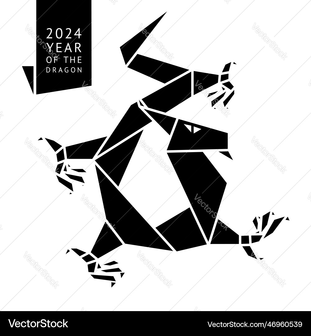Origami Papier Drachen 2024 neue Jahre Grußkarte Origami Papier Drachen 2024 neue Jahre Grußkarte vektorbild