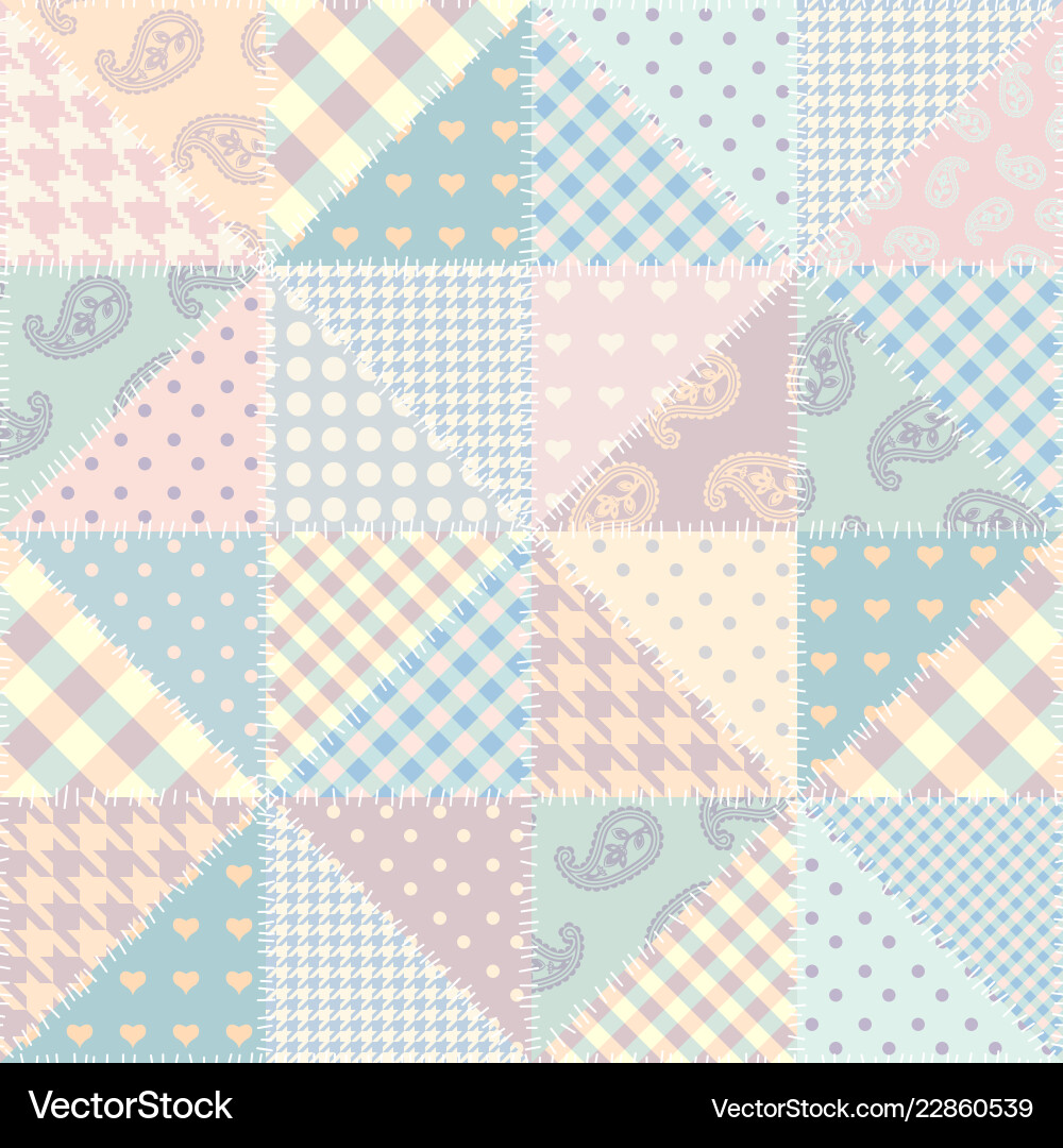 Patchwork textile pattern seamless quilting Patchwork textile pattern seamless quilting vector image