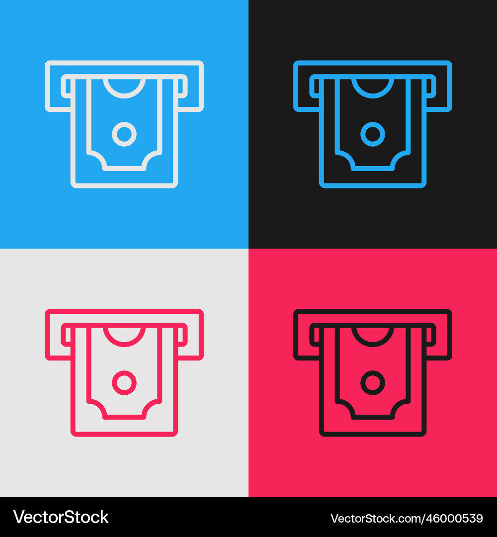 Pop art line atm - automated teller machine Pop art line atm - automated teller machine Vector Image