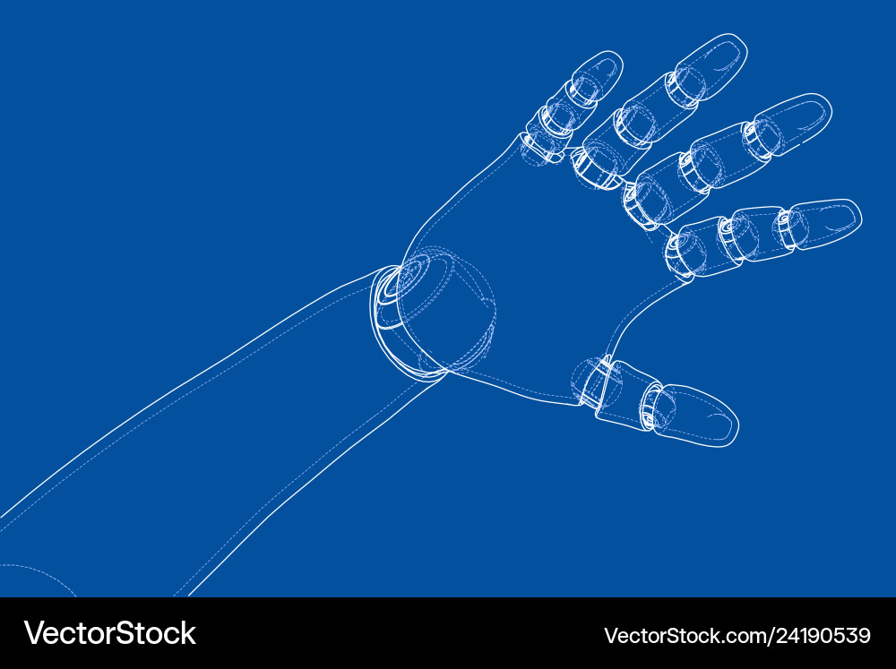 Robot hand outline rendering of 3d Robot hand outline rendering of 3d vector image