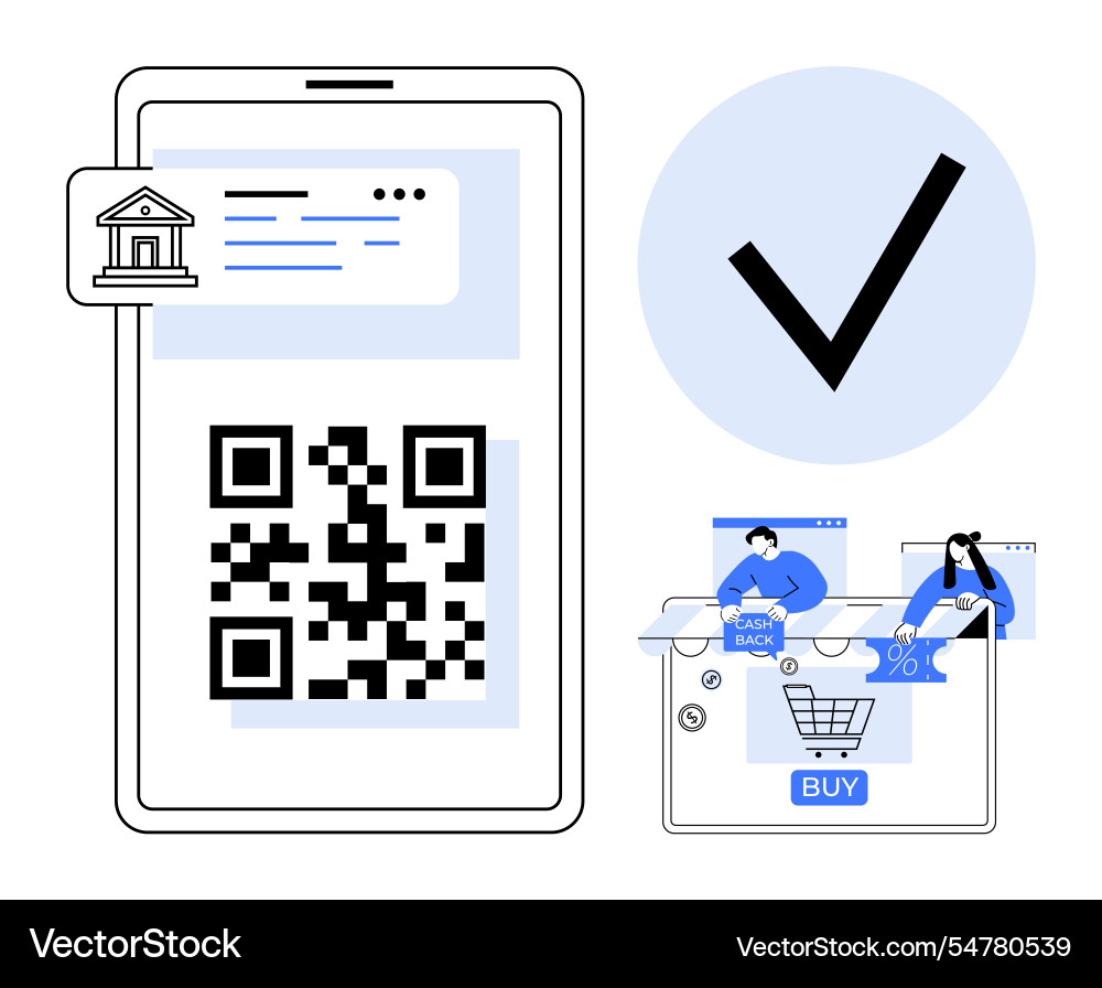 Secure mobile online payment with qr code Secure mobile online payment with qr code vector image