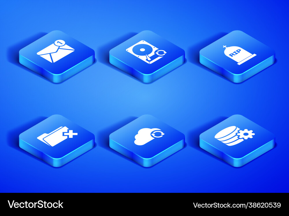 Set setting database server new email incoming Vector Image