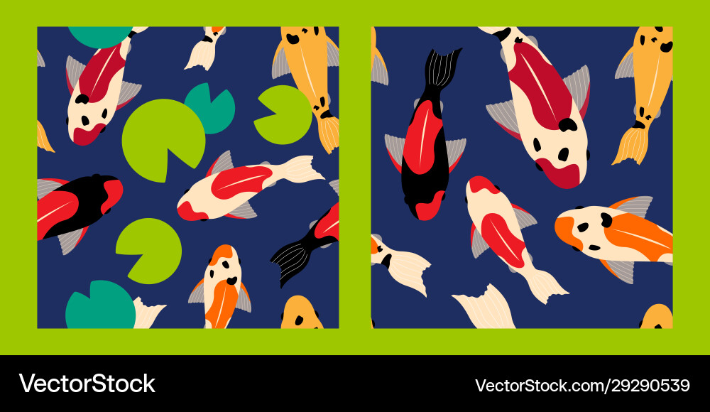 Set two seamless pattern with koi carps Set two seamless pattern with koi carps vector image