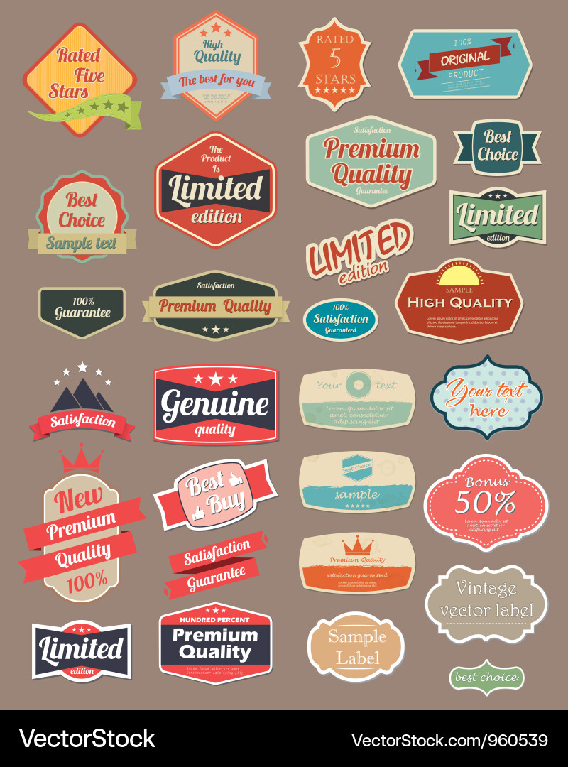Vintage Retro Label Set Vector Image