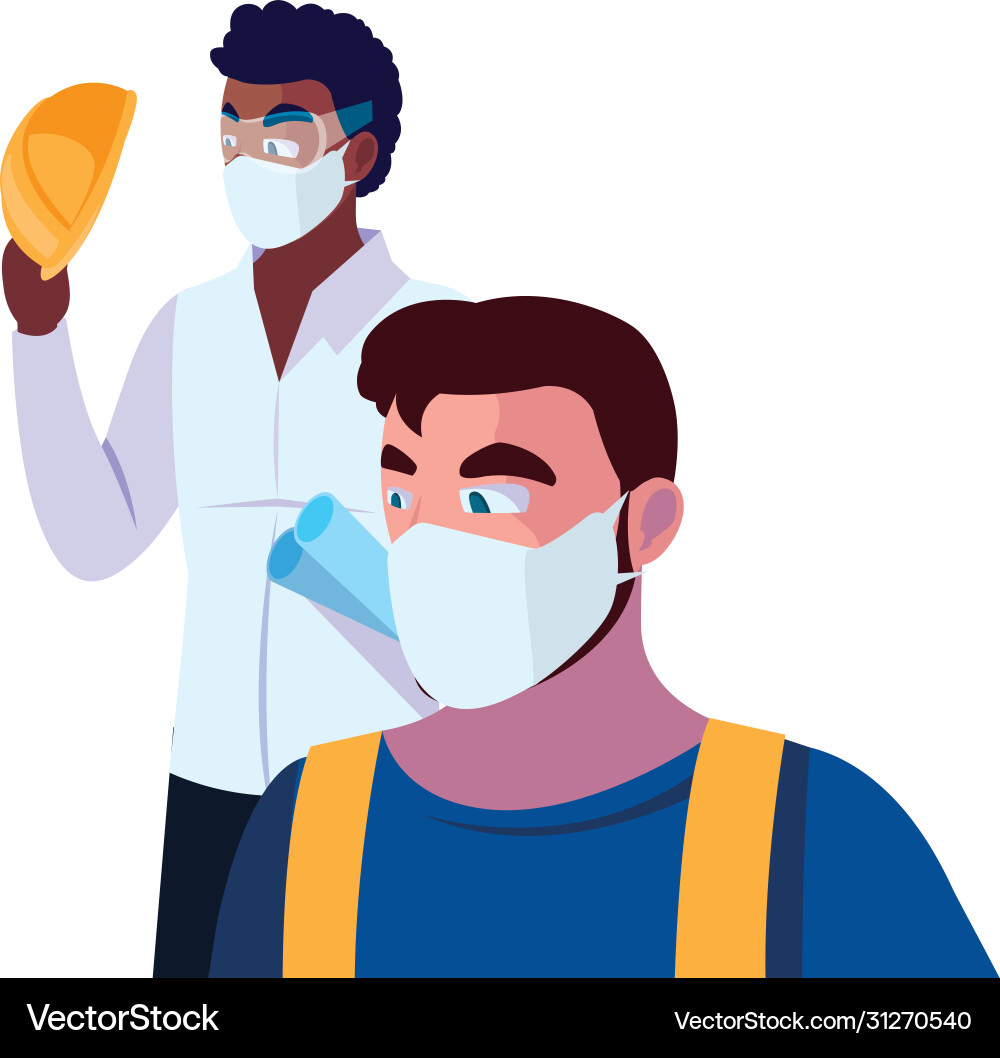 Architect and operator with mask Architect and operator with mask Vector Image