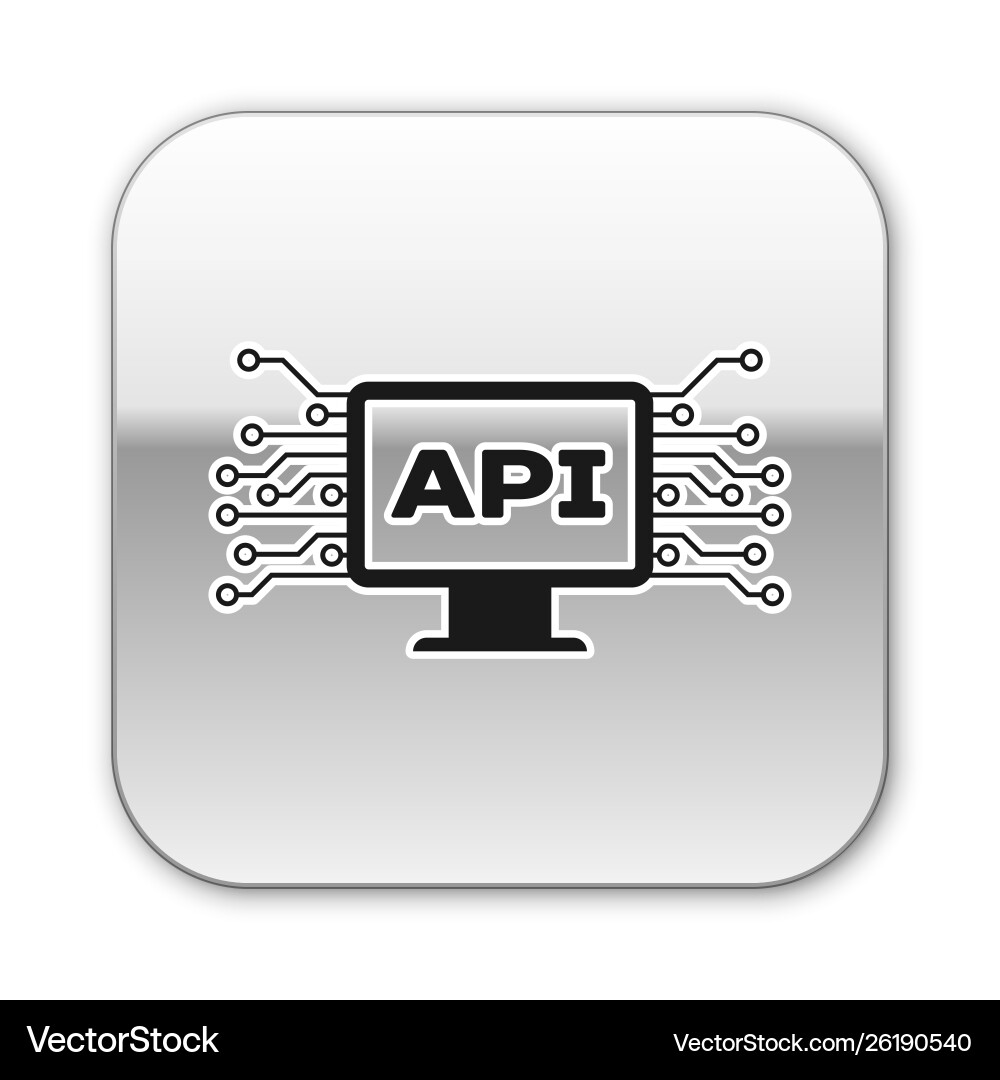 Black computer api interface icon isolated Black computer api interface icon isolated vector image