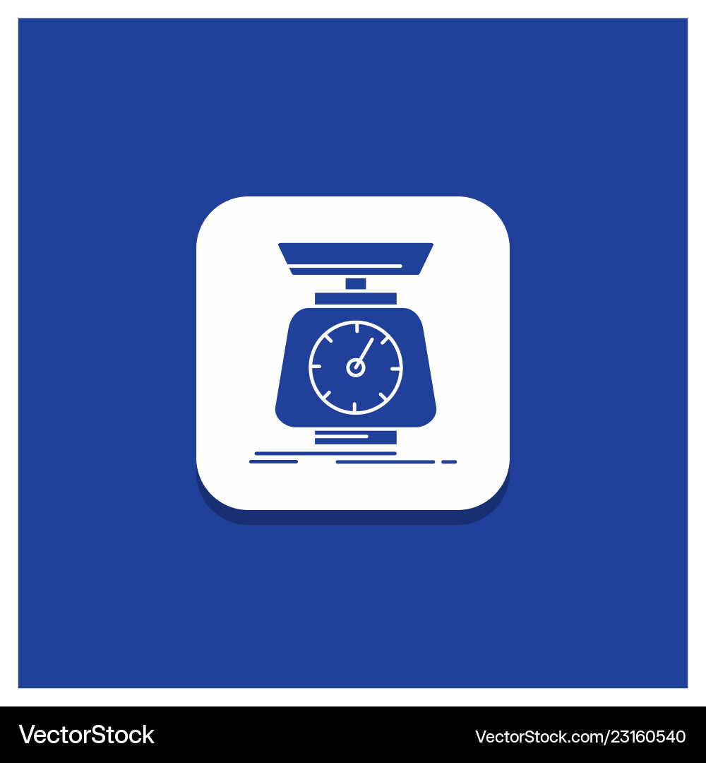 Blue round button for implementation mass scale vector image