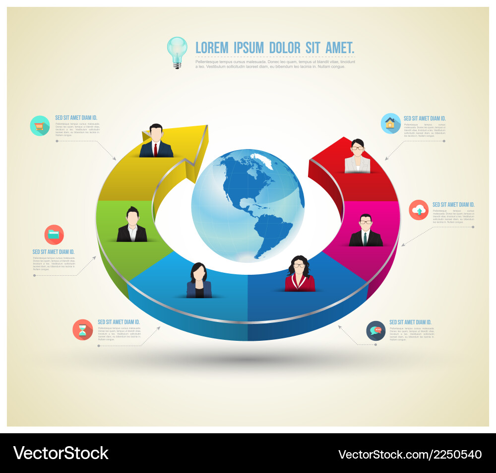 Continuous Circular Arrow with Icons vector image
