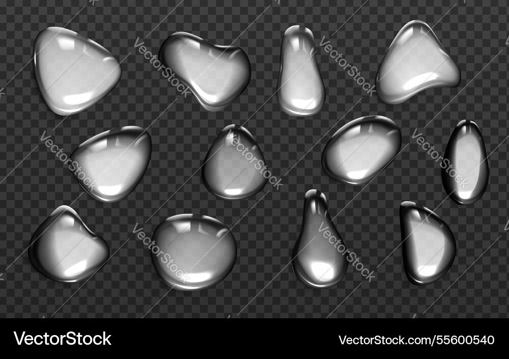 Liquid silver drops and blobs set Liquid silver drops and blobs set vector image