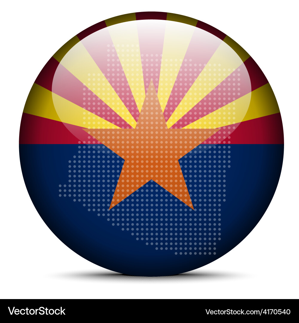 Map with dot pattern on flag button of usa arizona Vector Image