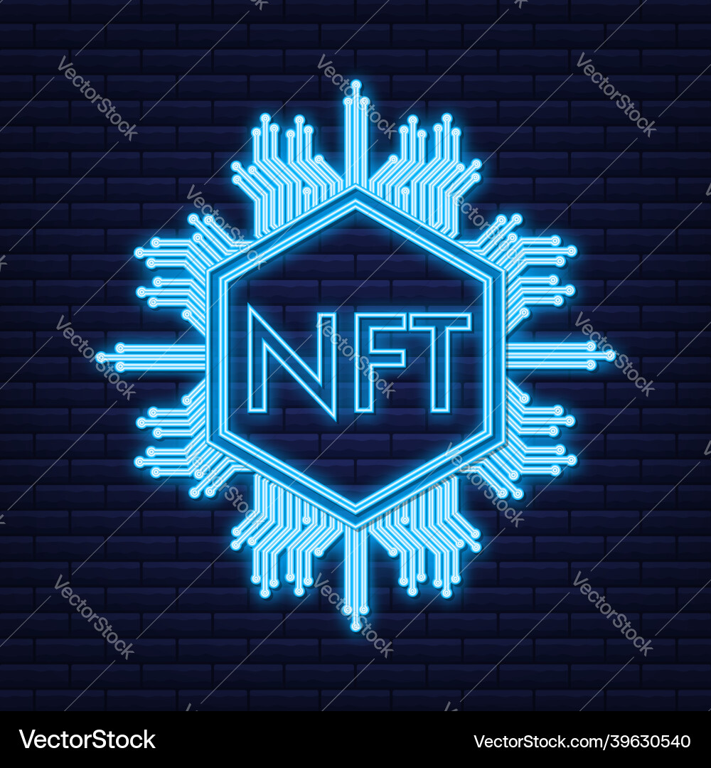 Neon art pattern with nft for game background Vector Image