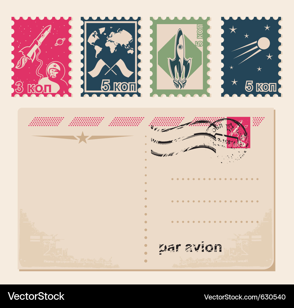 Retro Postcard Collection Vector Image