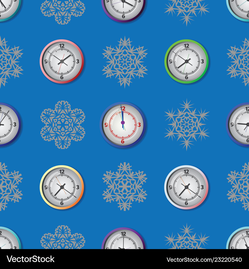 Seamless pattern composed of images hours vector image