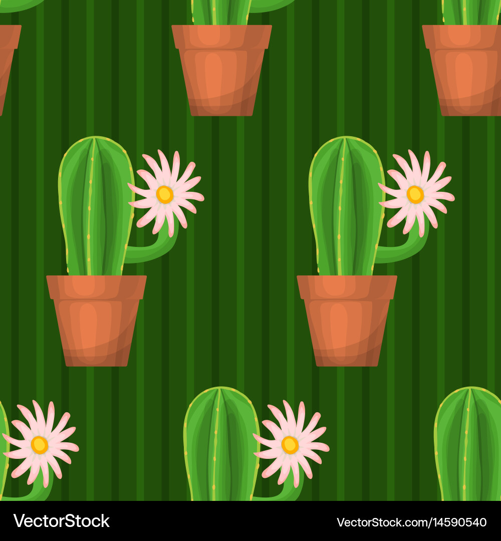 Seamless pattern with cactus Vector Image
