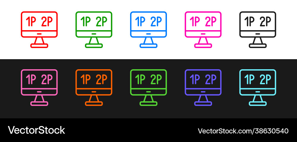 Set line computer monitor screen icon isolated Set line computer monitor screen icon isolated Vector Image