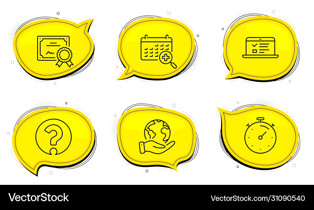 Timer web lectures and question mark icons set Timer web lectures and question mark icons set Vector Image