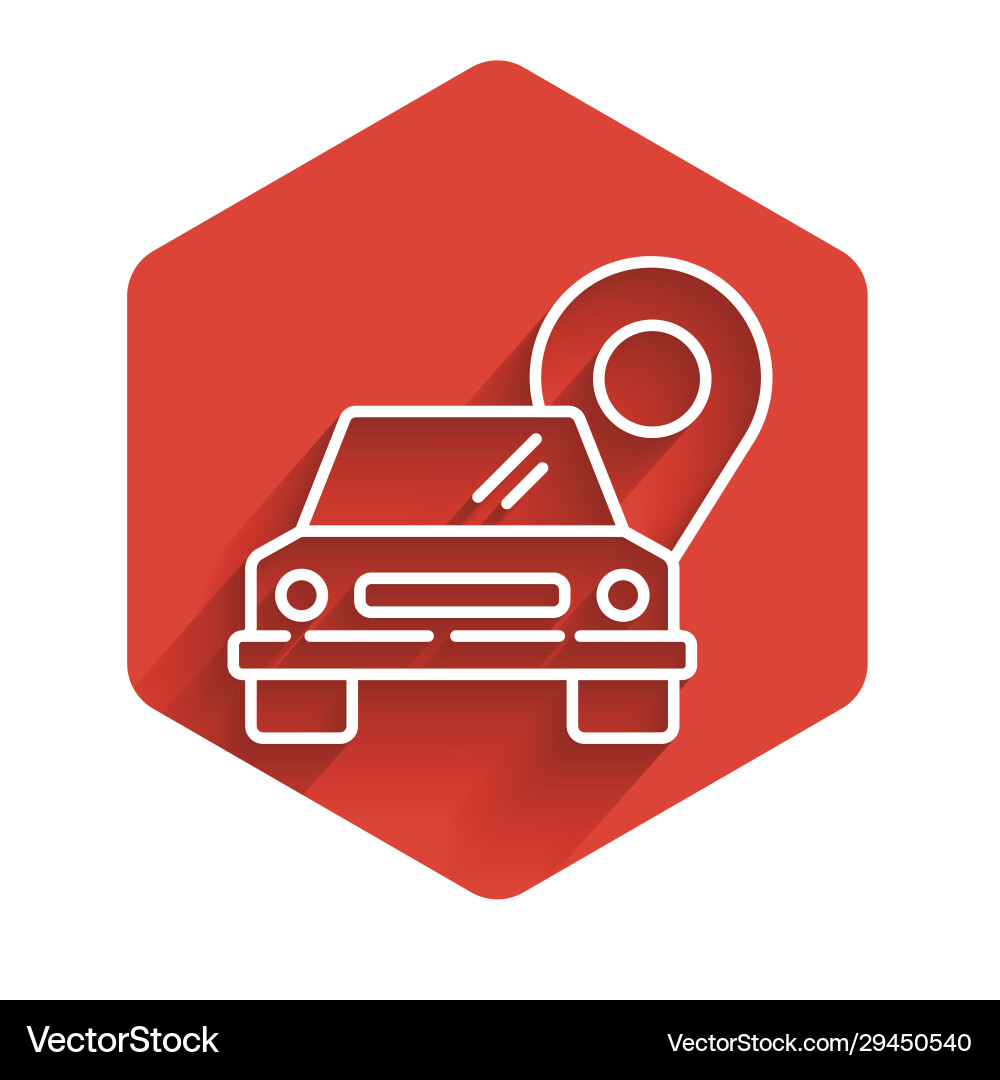 White line map pointer with taxi icon isolated White line map pointer with taxi icon isolated vector image