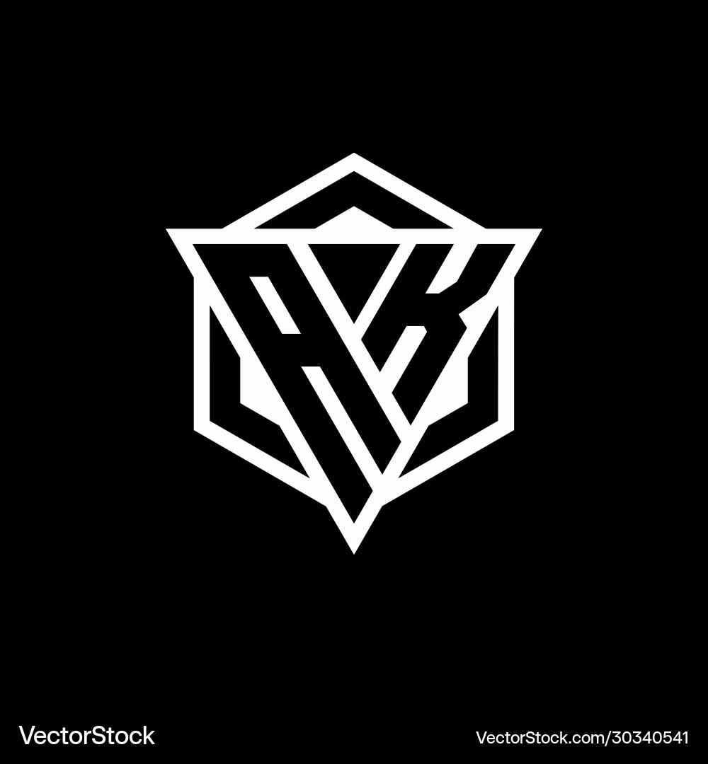 Ak logo monogram with triangle and hexagon shape Ak logo monogram with triangle and hexagon shape vector image