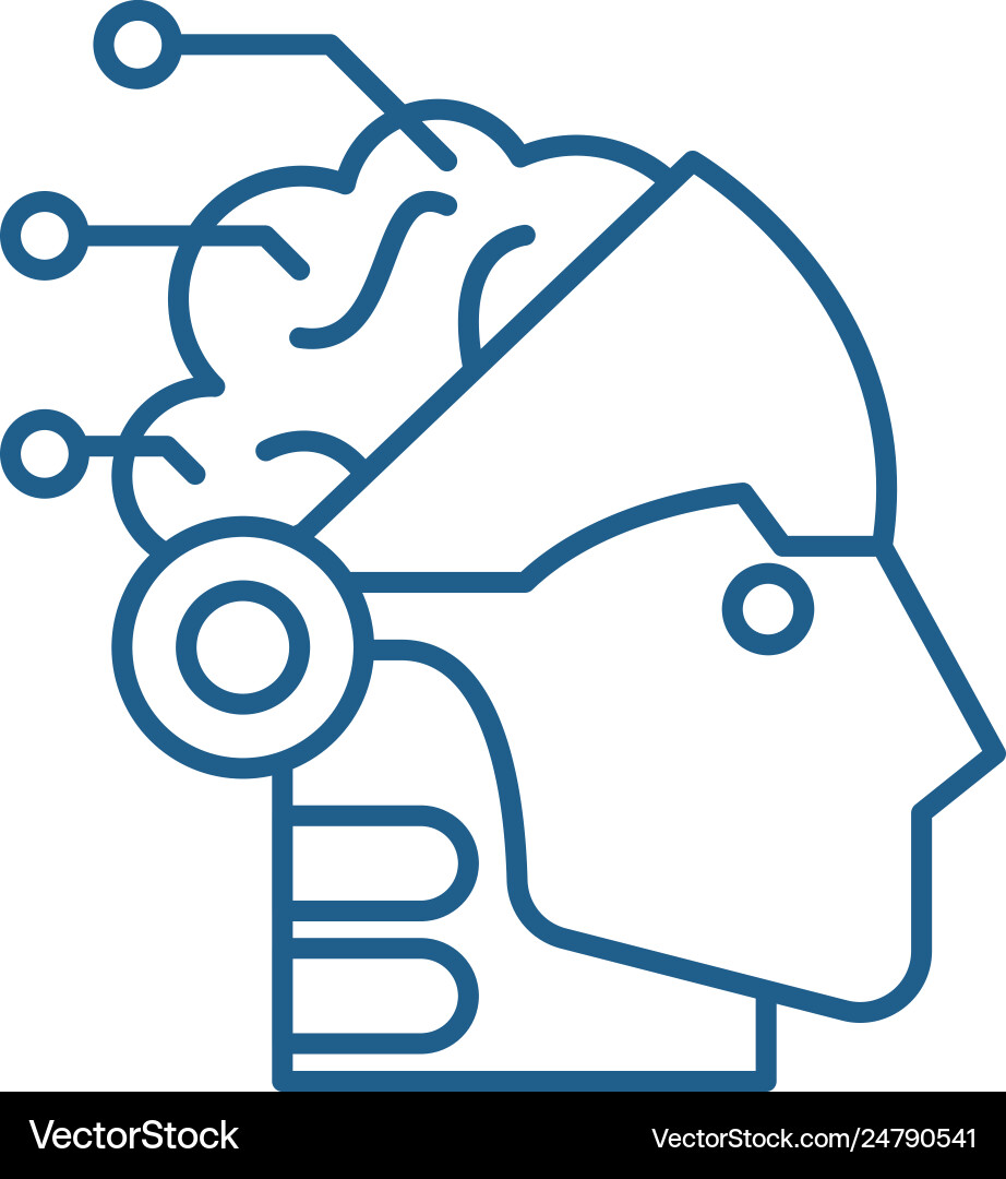 Artificial intelligence and robotics line icon vector image