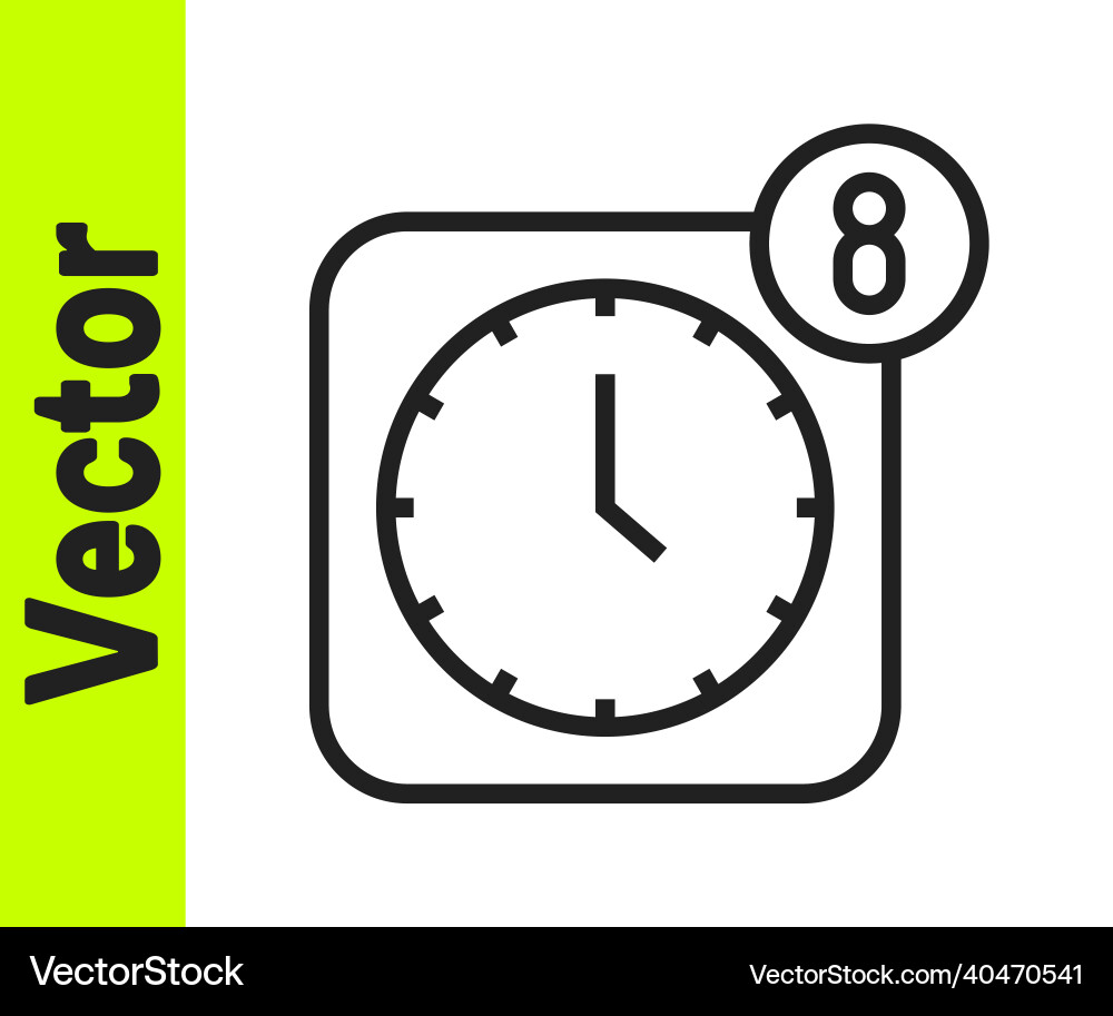 Black line alarm clock app smartphone interface Black line alarm clock app smartphone interface vector image