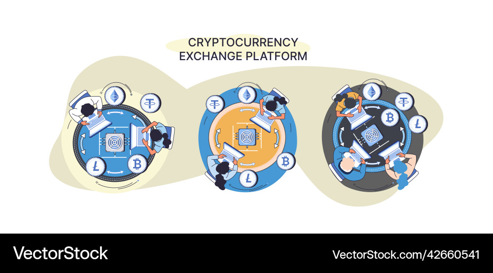 Cryptocurrency exchange platform and blockchain Cryptocurrency exchange platform and blockchain Vector Image