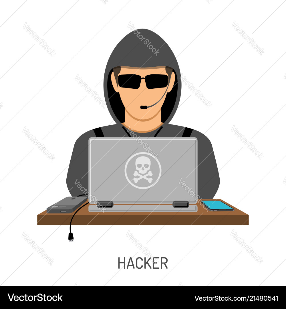 Cyber crime concept with hacker Cyber crime concept with hacker vector image