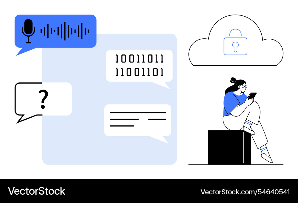 Digital communication with speech recognition Digital communication with speech recognition vector image