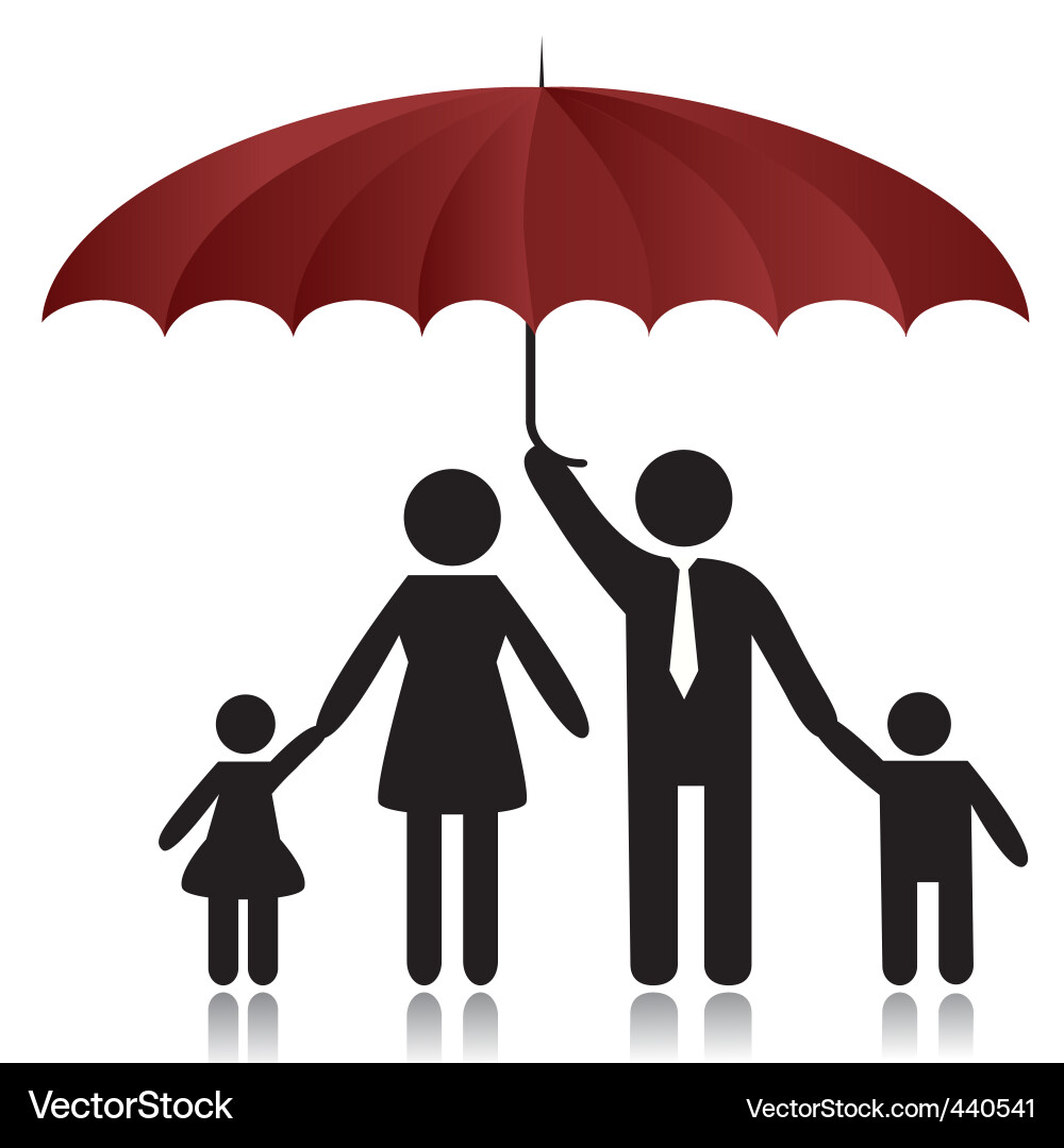 Family Under Umbrella Vector Image