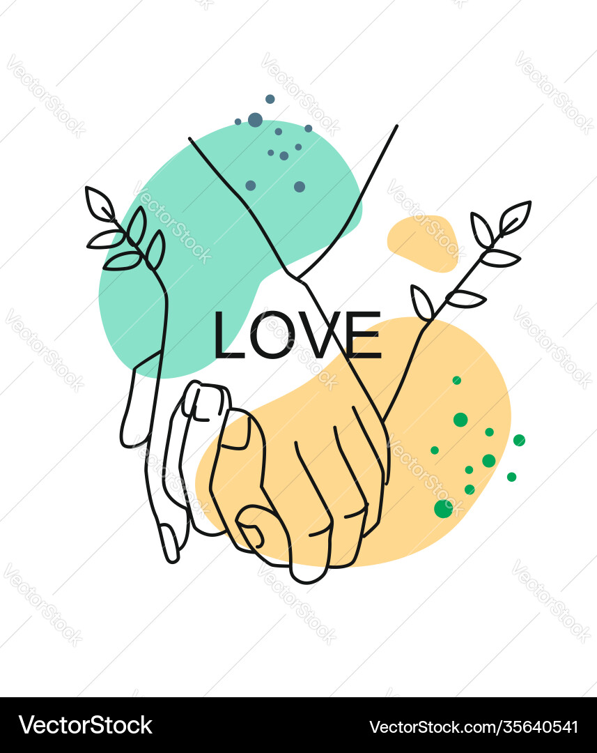 Hands together man and woman with abstract Vector Image