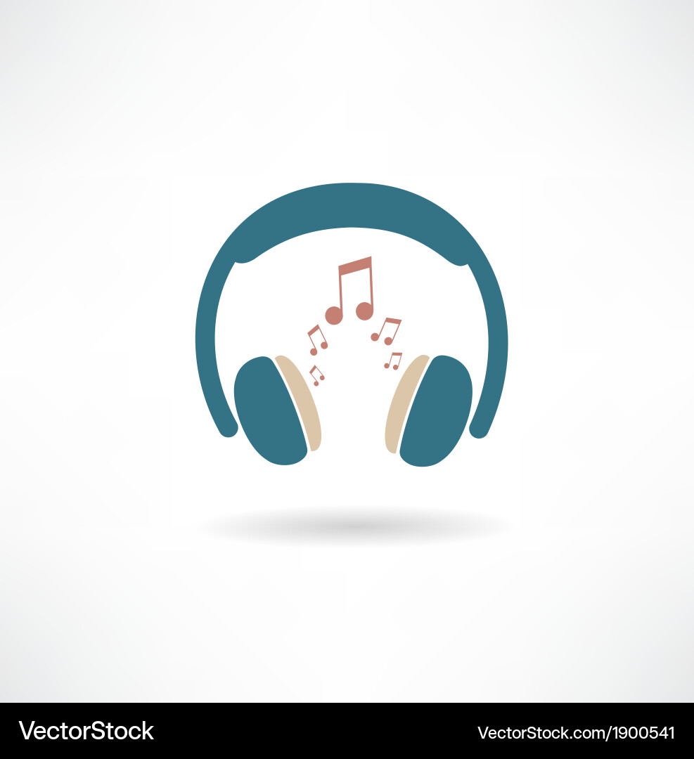 Headphones with Musical Notes Icon Vector Image