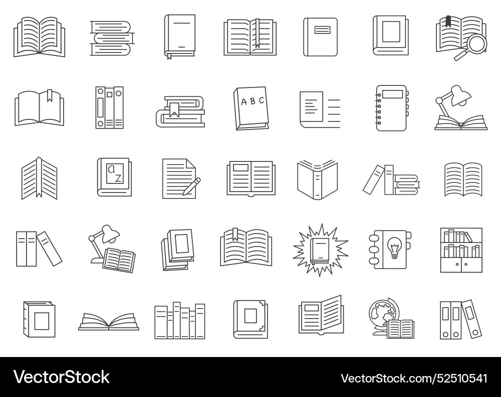 Library icons of textbooks for learning a set vector image