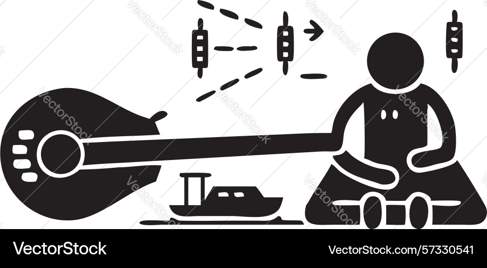 Melodic performance person playing string Vector Image