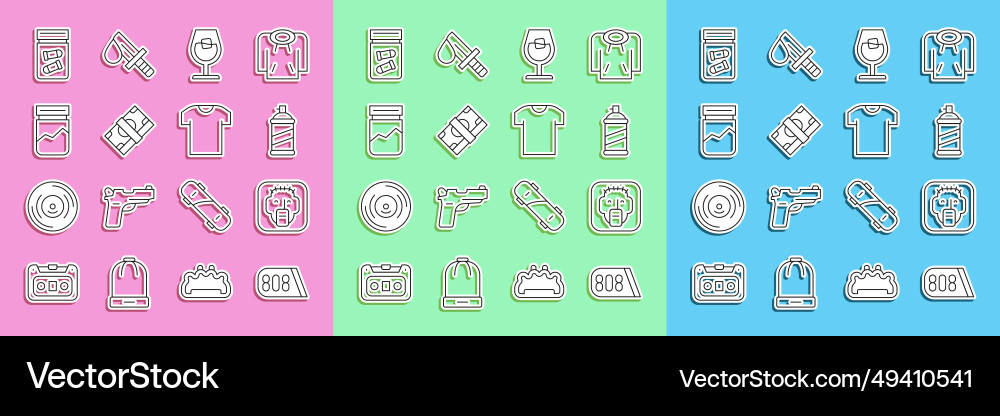 Set line drum machine music rapper paint spray Set line drum machine music rapper paint spray vector image