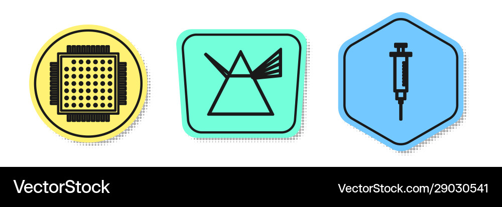 Set line processor light rays in prism Set line processor light rays in prism Vector Image