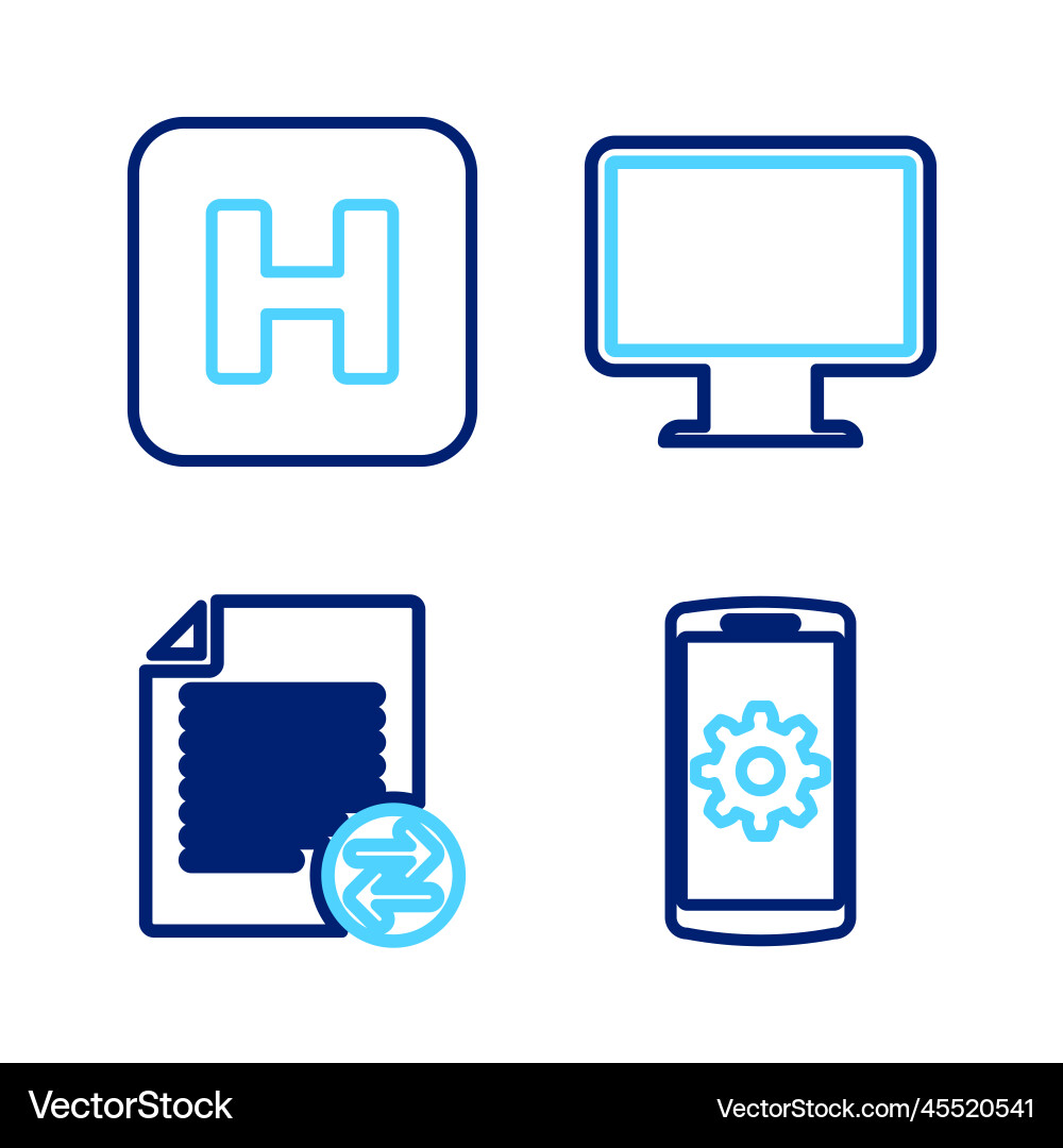 Set line setting on smartphone transfer files Set line setting on smartphone transfer files vector image