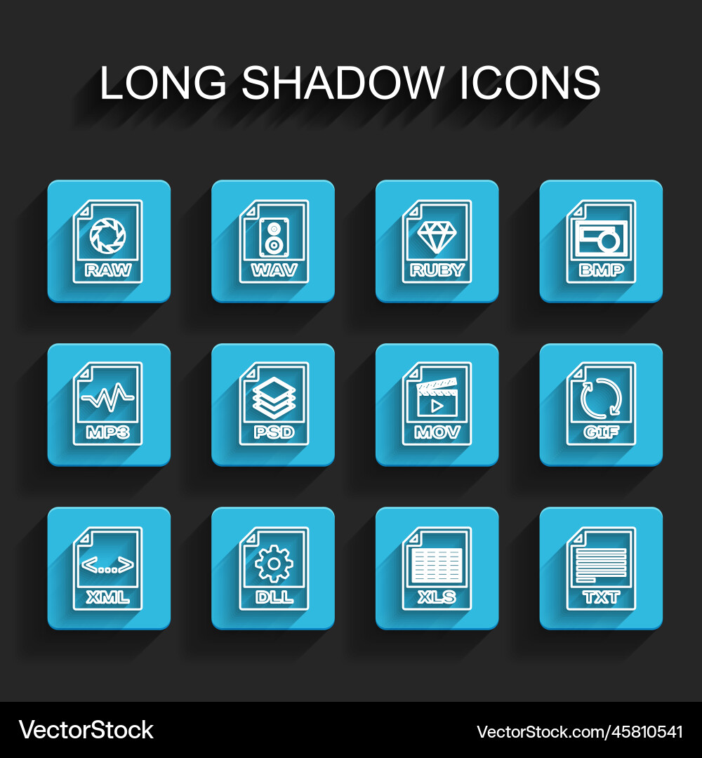 Set line xml file document dll raw xls txt vector image