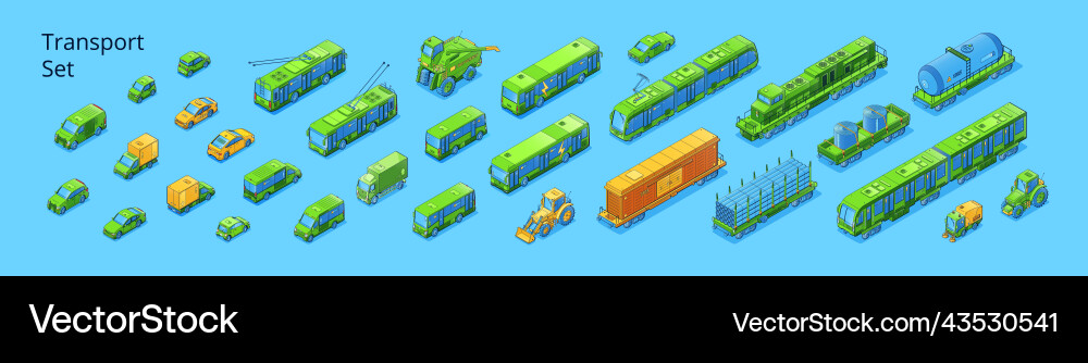 Set Transport isometrische Autos Transport Modi Set Transport isometrische Autos Transport Modi vektorbild