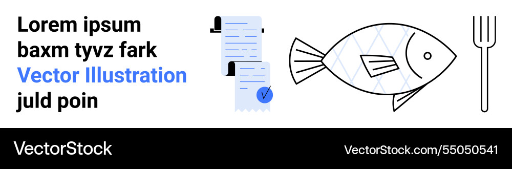 Simplistic fish and fork with document clip design Simplistic fish and fork with document clip design vector image
