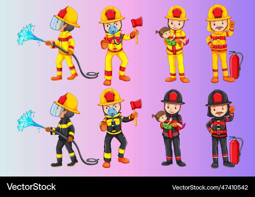 A fireman character set design A fireman character set design vector image
