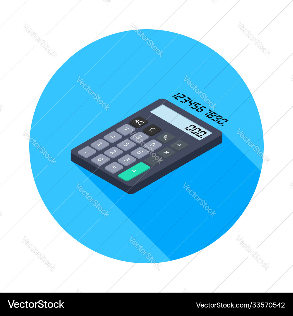 Calculator and digital number left view icon Calculator and digital number left view icon vector image