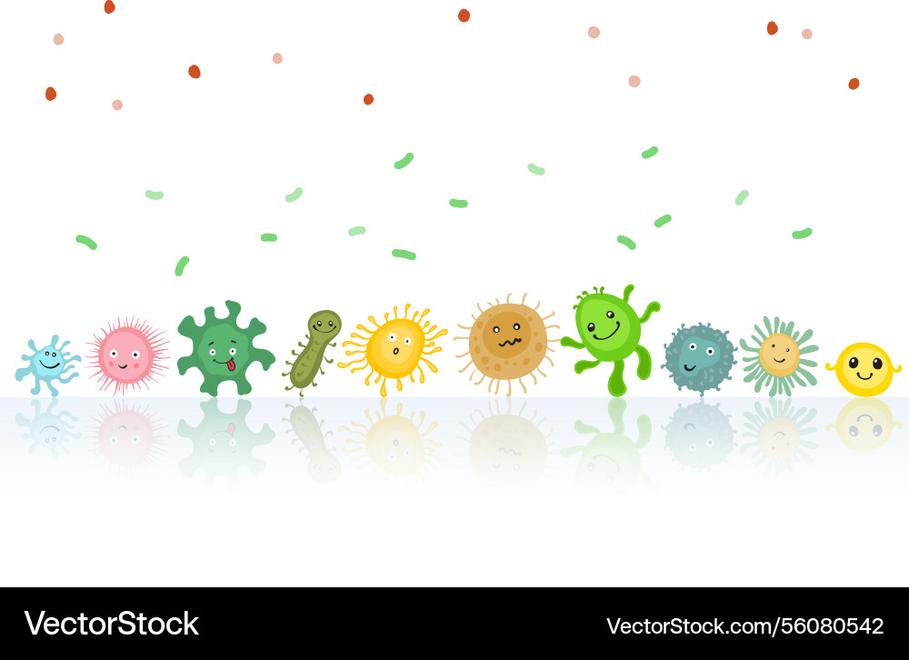 Cartoon-style gut bacteria on white background Cartoon-style gut bacteria on white background vector image