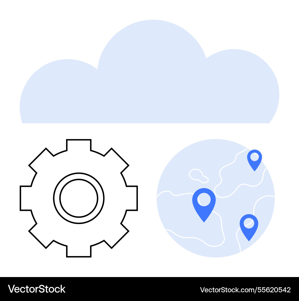 Cloud computing with gear and global map Cloud computing with gear and global map vector image