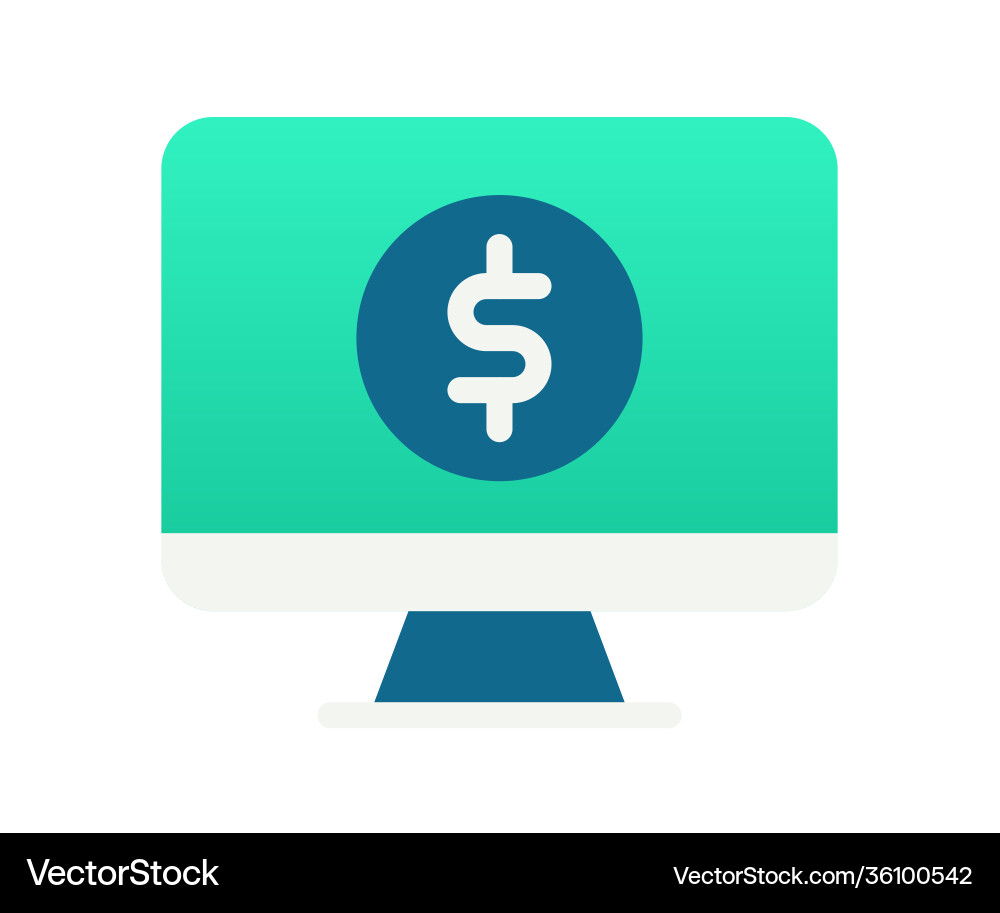 Computer monetize screen single isolated icon Computer monetize screen single isolated icon vector image