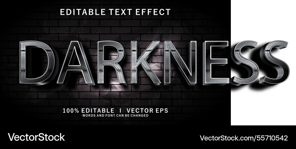 Darkness 3d text effect with modern style design Darkness 3d text effect with modern style design Vector Image