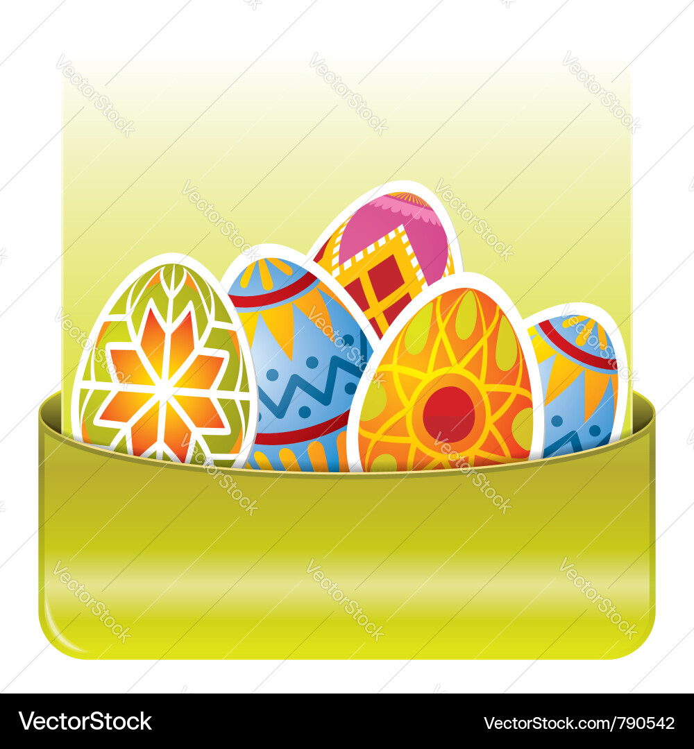 Easter Pocket Template with Eggs Vector Image