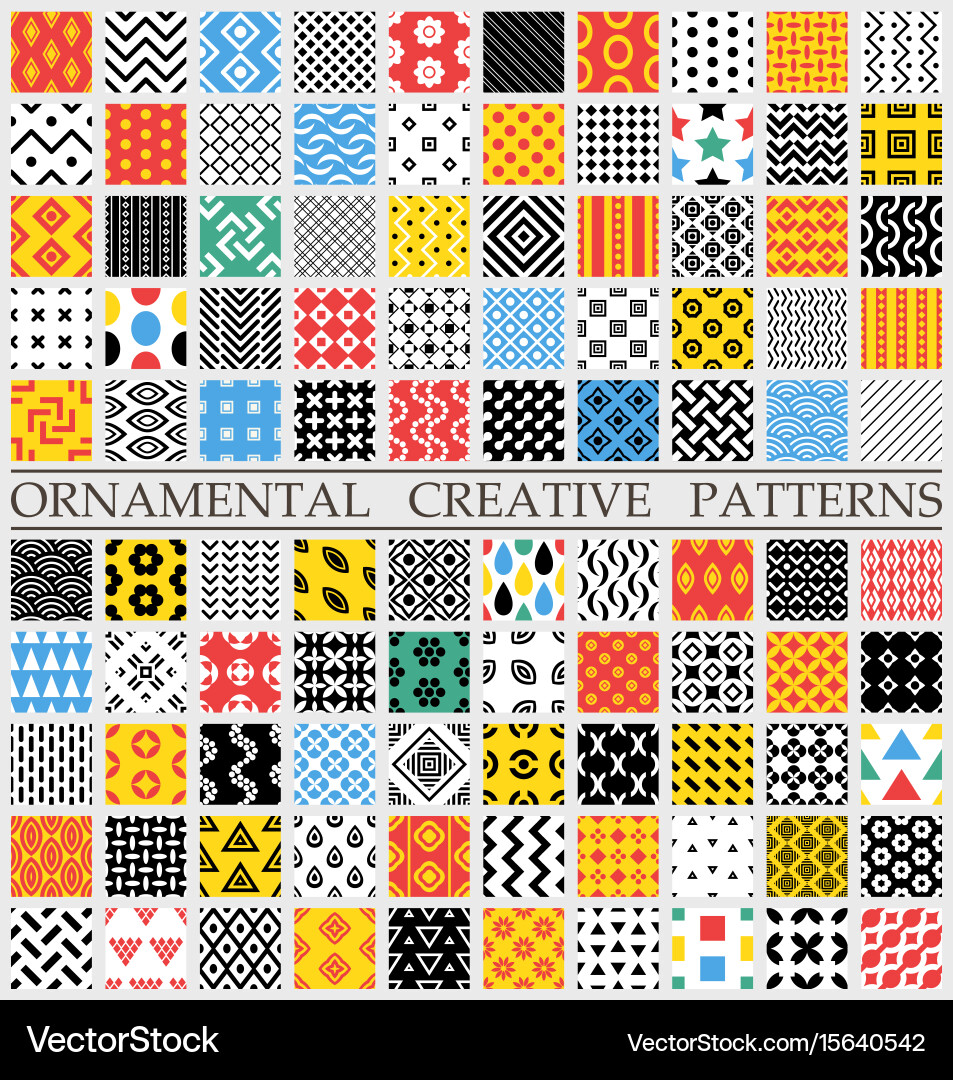 Geometric Color Tile Patterns vector image