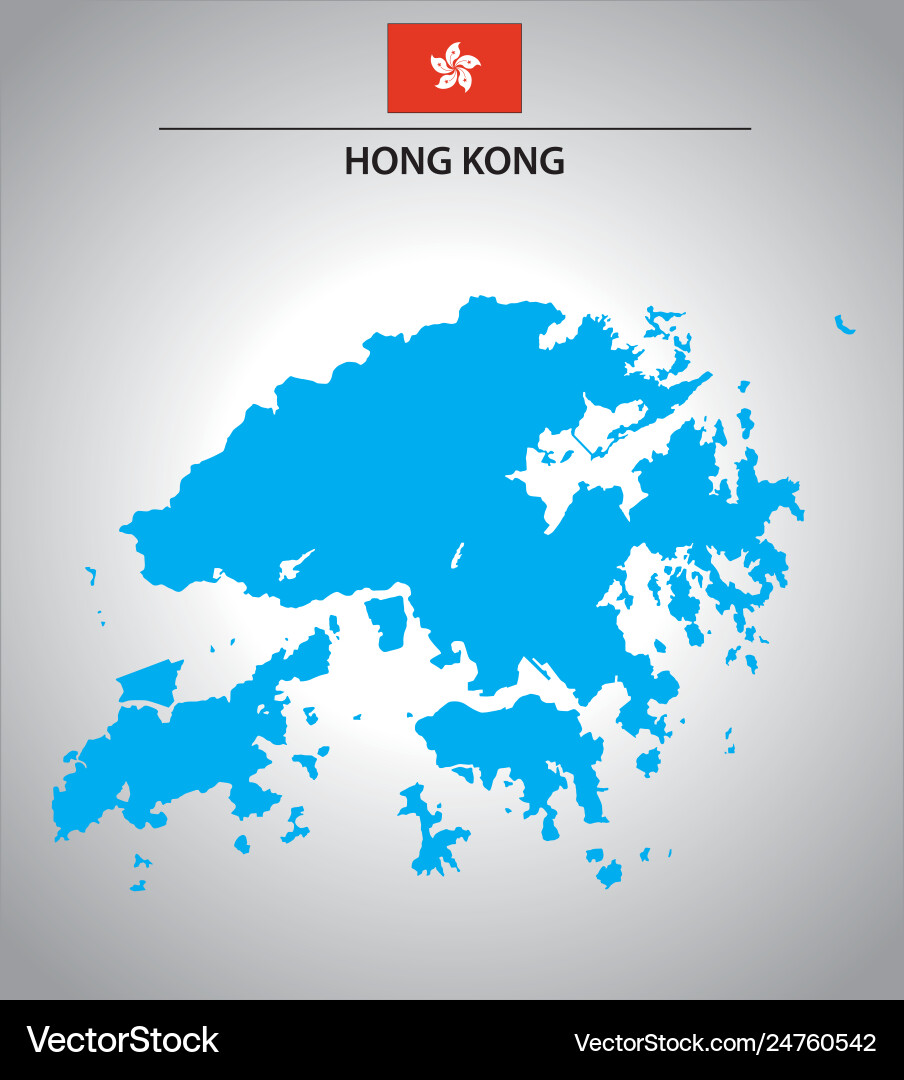 Hong Kong Map with Flag vector image